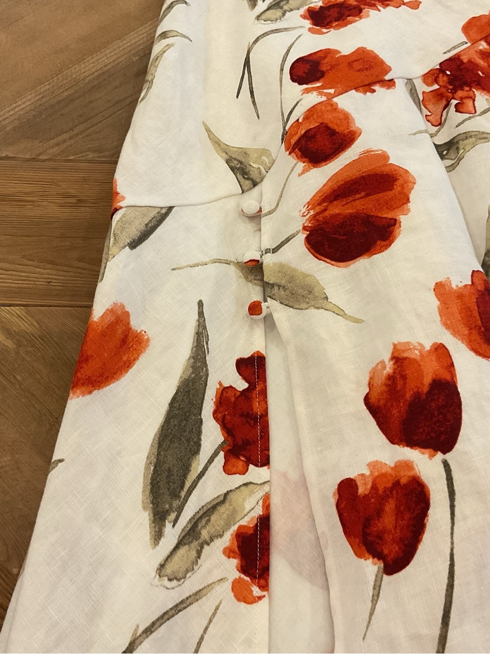 Reformation Bekki Linen Floral Midi Dress White Red Poppy Print NEW - Picture 8 of 10